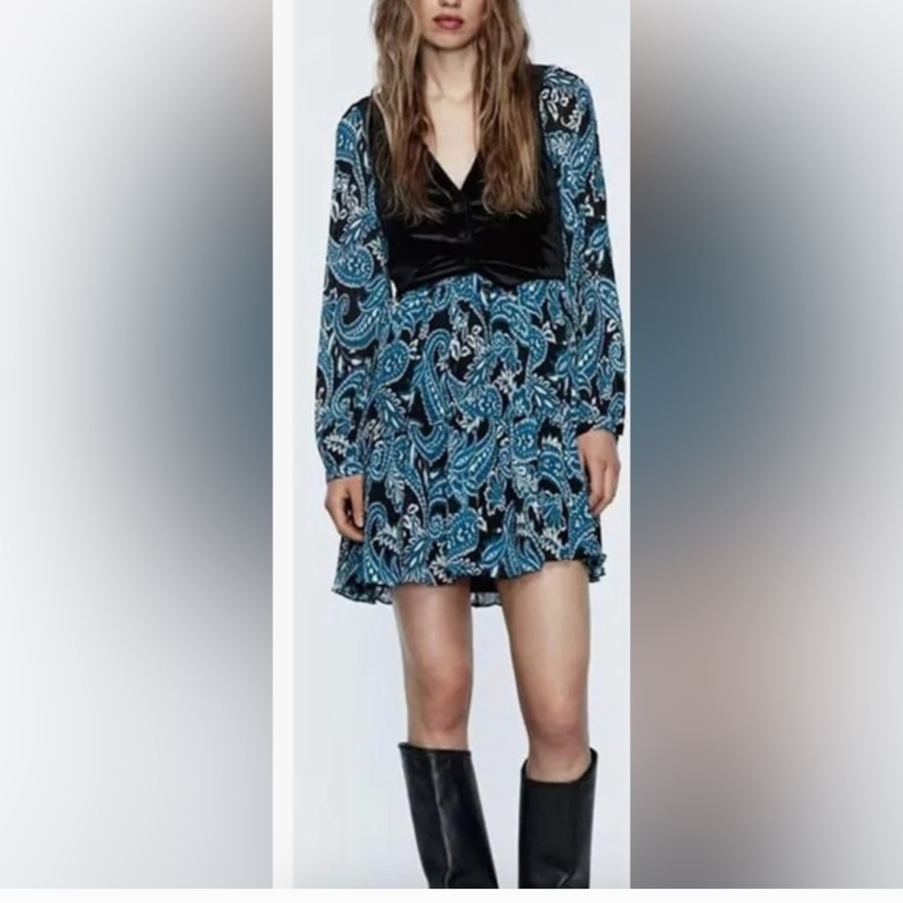 Zara Blue Paisley Dress